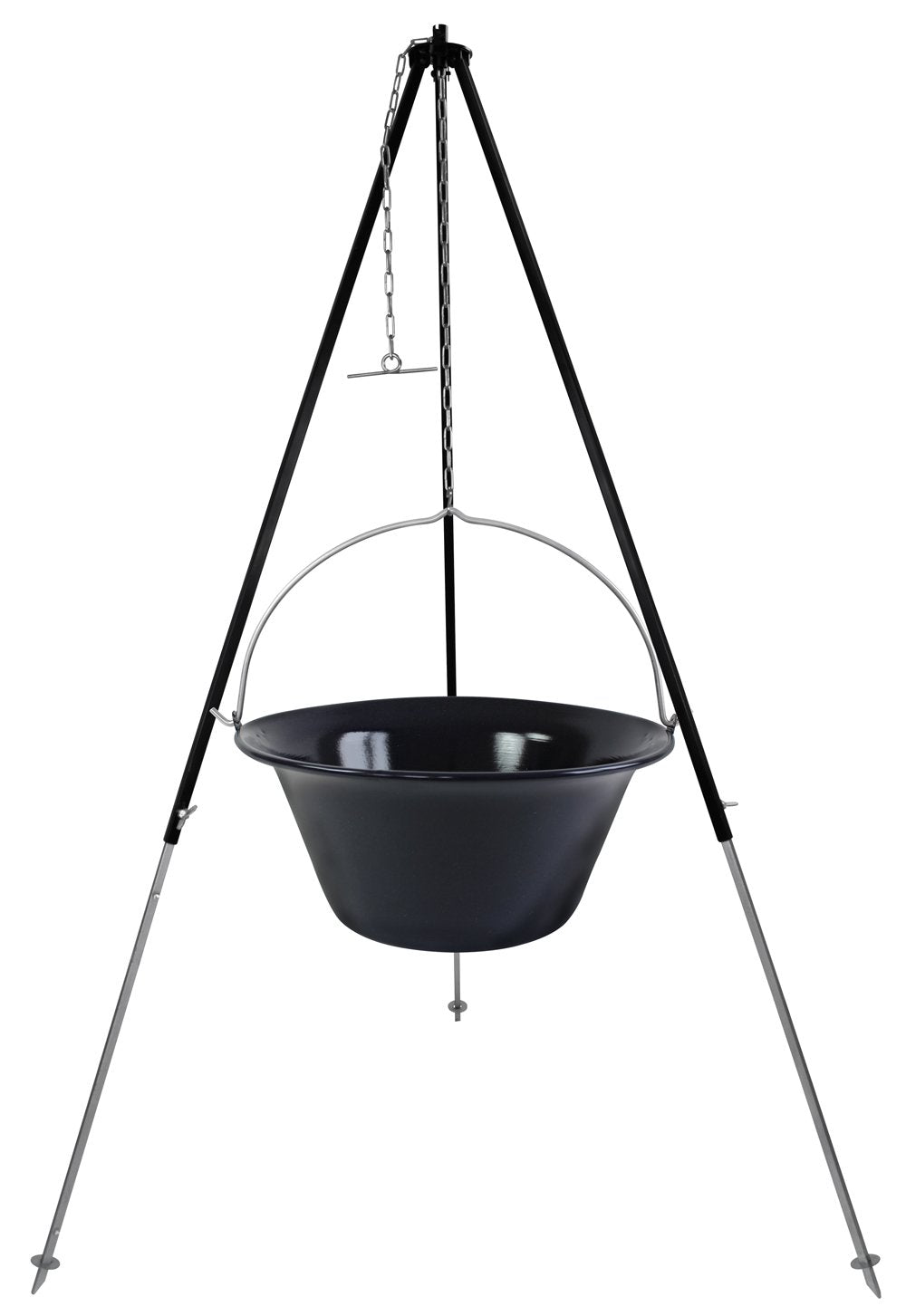 GRILLPLANET 30l goulash kettle with tripod 1.8 m chain height adjustment - 30 liter goulash pot set