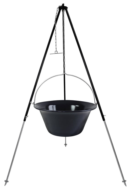GRILLPLANET 30l goulash kettle with tripod 1.8 m chain height adjustment - 30 liter goulash pot set