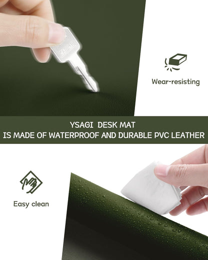 YSAGi Desk Pad, Mouse Pad with Leather and Non-Slip Suede, Multifunctional Office Mousepad Laptop Writing Pad, Desk Protection Mat for Office/Home-Office (Dark Green, 120x60cm)