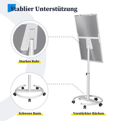maxtek Flipchart stand, 90x60cm flipcharts whiteboard, aluminum frame hooks move flipchart paper, magnetic writable height adjustable, eraser, markers and magnets.