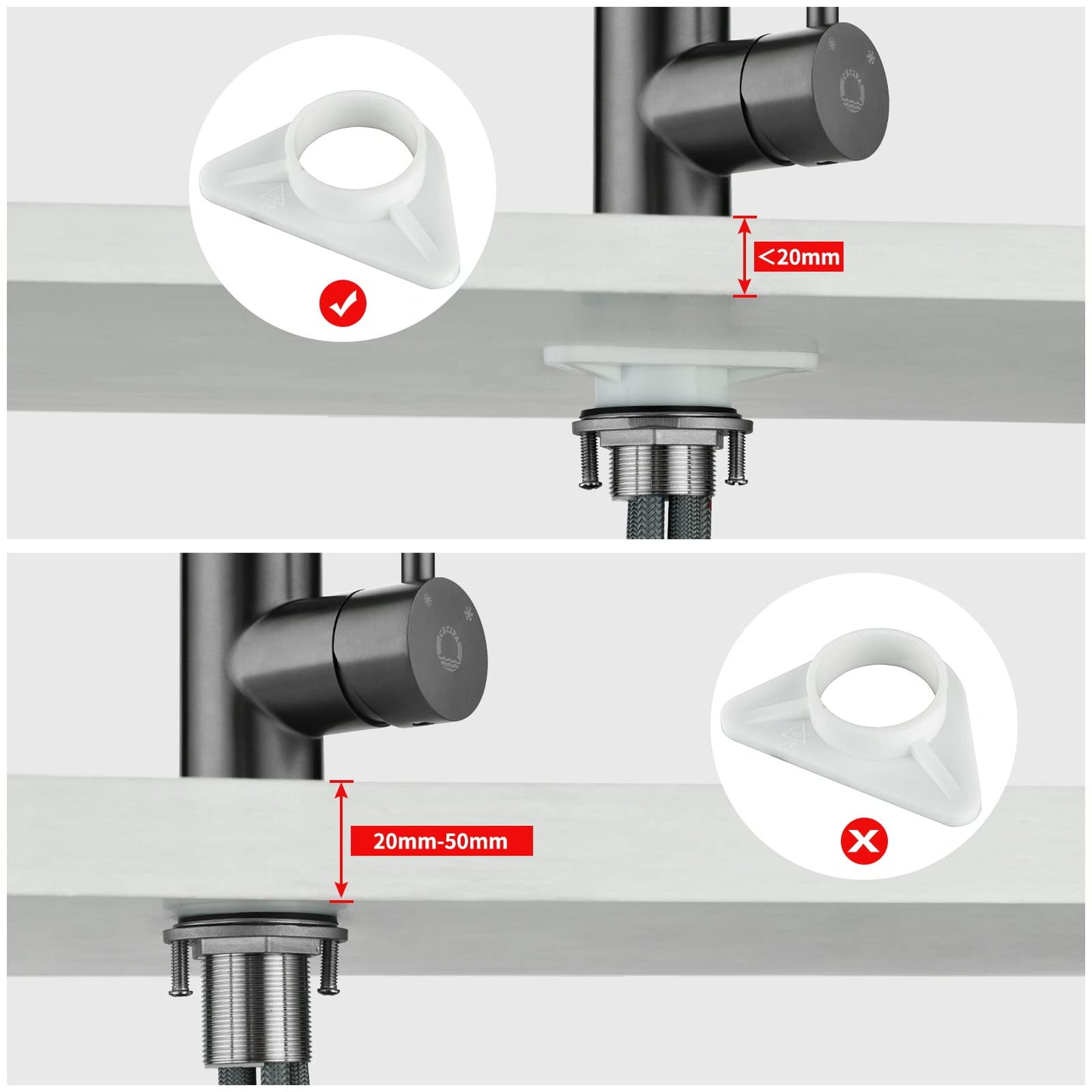 Kitchen faucet with pull-out spray, CECIPA high-pressure kitchen tap, kitchen mixer with 2 spray modes, single handle sink tap in brushed stainless steel, 360° swivel, gray black.