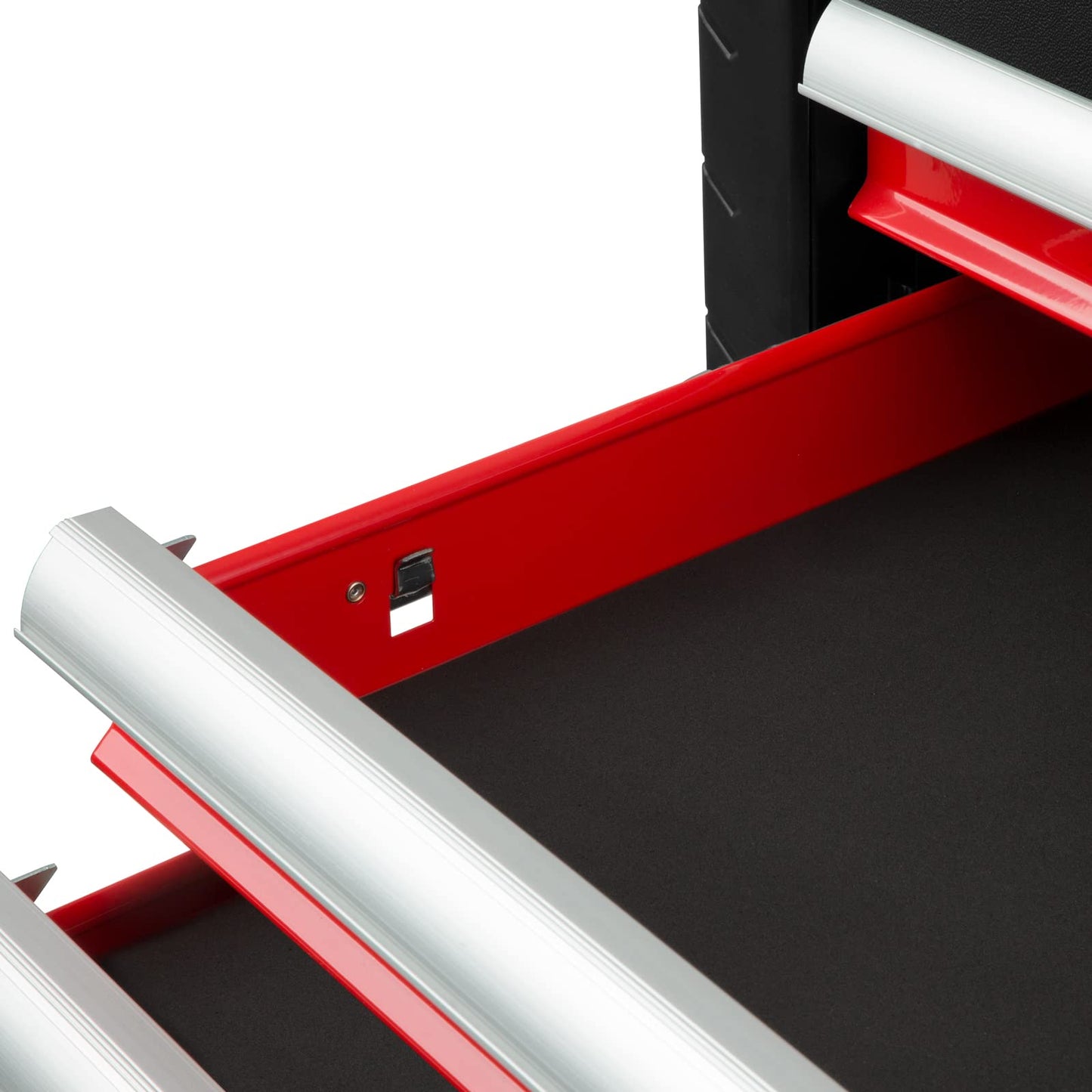 EBERTH Empty Tool Box, Metal Tool Cabinet with 3 drawers, ball-bearing telescopic rails, full extension, lockable tool box with 2 keys, red powder-coated tool chest.