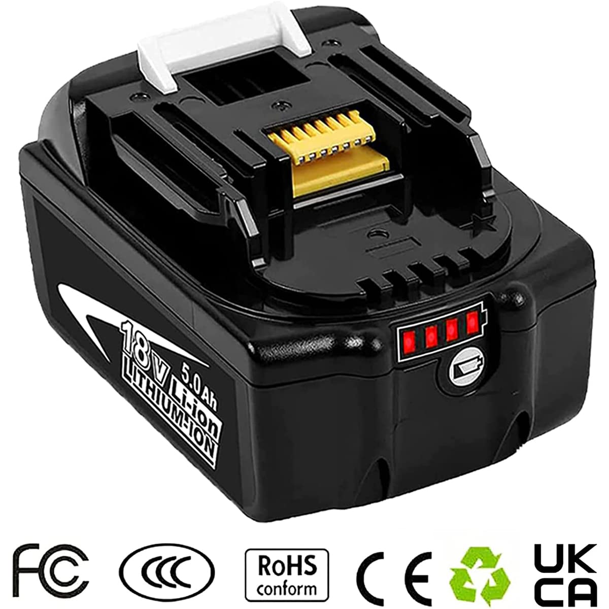2 pieces battery replacement for Makita 18V battery 5.5Ah, BL1860B BL1850B for construction site radio DMR108 DMR110 DMR107 DMR112 DMR104 Radio with LED tool battery