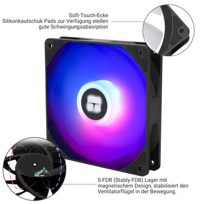 Thermalright TL-C12C-S X5 CPU fan, black fan, PC fan with 1550 RPM speed, 120mm computer case cooler, PWM control fan for case and liquid coolers, and CPU cooling.