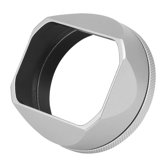 Haoge LH-X54W Metal Rectangular Lens Hood Sunshade with 49mm Adapter Ring for Fujifilm X100V & FinePix X-100V Camera Lens Silver.