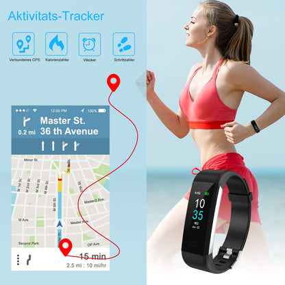 LEBEXY Fitness Tracker, step counter with calorie tracker, IP68 waterproof smartwatch fitness watch, sport activity tracker.