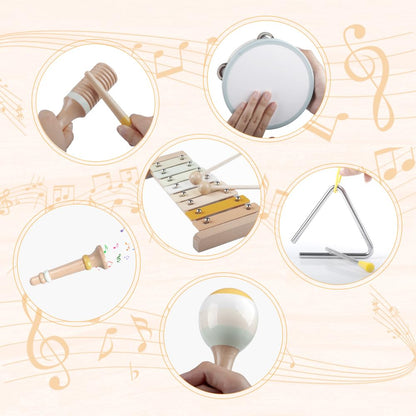 Toddler musical instruments, Montessori music toys for babies, percussion instruments for 1 year old boys and girls, birthday gift for kids aged 1-3 years (8 in 1) (6 in 1)