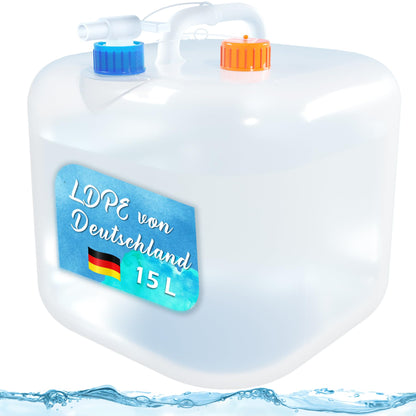 Reinalin collapsible water jug 15L - water tank with tap for camping potable water jug 100% leak-proof - food-safe water canister.