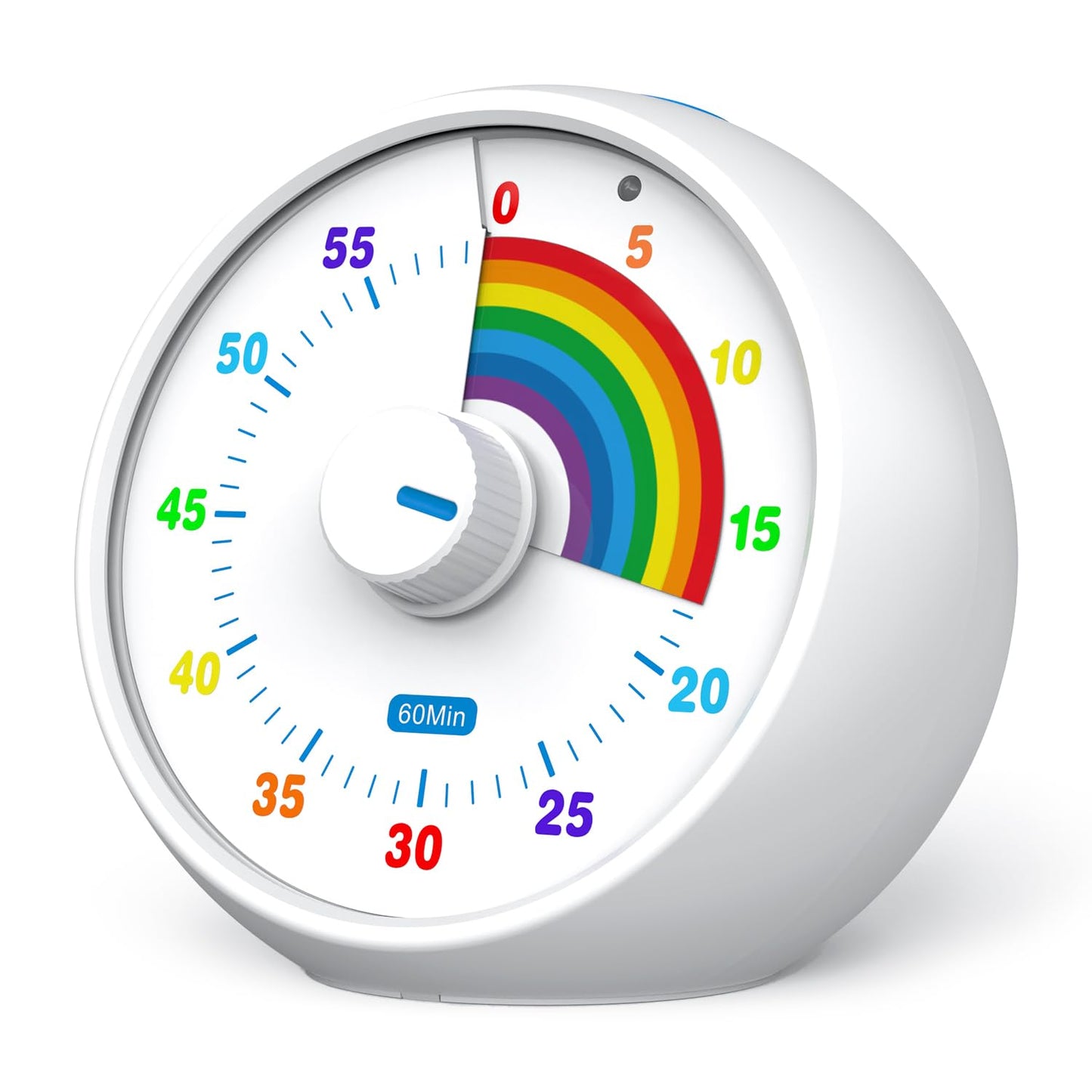Visual timer for kids, 60-minute countdown for classroom office kitchen, desktop children time management tools with quiet operation, Pomodoro timer rainbow pattern (white)