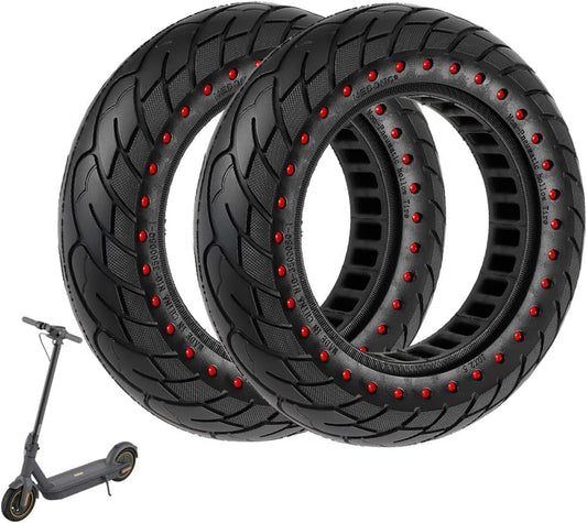 "VOLOHAS 60/70-6.5 Solid Rubber Tires 10*2.5 for Segway Ninebot Max G30/G30E/G30LP electric scooter front or rear Honeycomb Tires Anti-slip Puncture-proof (Red Dot 2 PCS)"