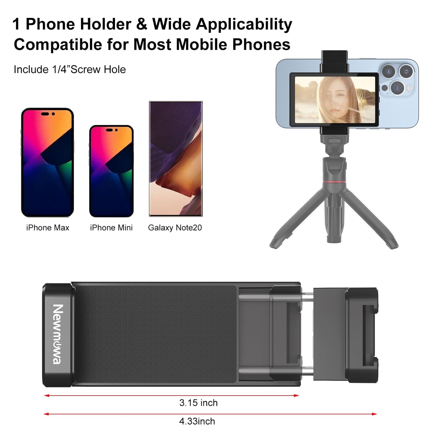 Newmowa Vlog selfie phone monitor screen with magnetic phone holder, phone back camera selfie accessory for selfie, vlog, TikTok, compatible with iPhone (does not support 4K recording)