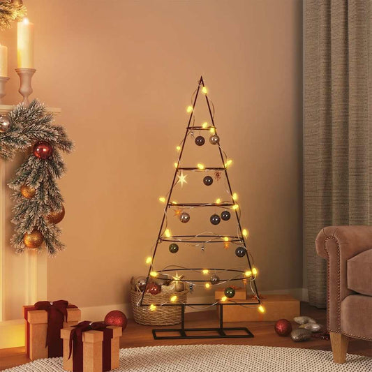 vidaXL Metal Christmas Tree for Decorations, 5-level Christmas Tree, Space-saving DIY Decoration, Christmas Ornaments Xmas Decor, Black 125cm