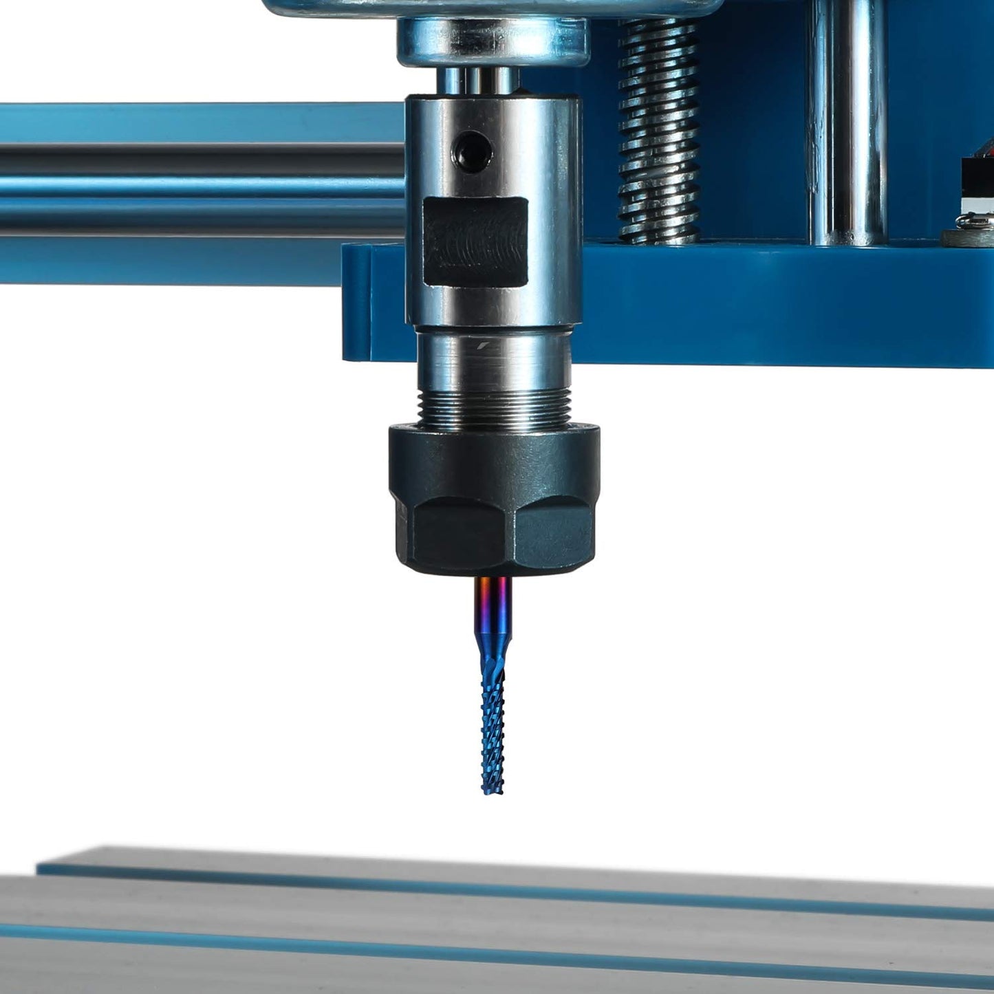Genmitsu end mill set with a total of 40 CNC router bits, 3.175mm (1/8") shank, CNC end mill set with 2-flute flat and ball nose end mills, Nano Blue coating & titanium coating, MC40A