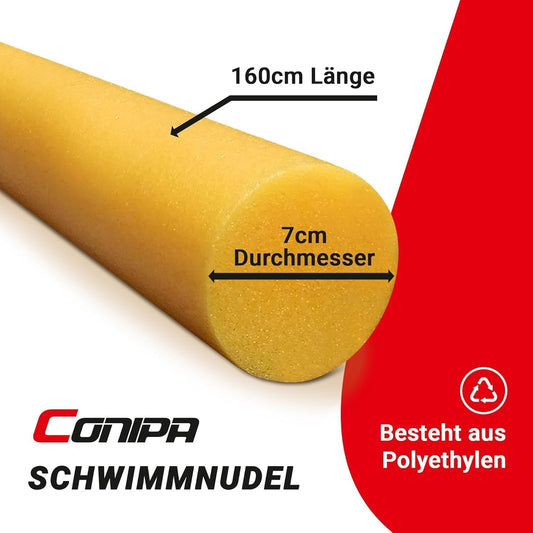 Conipa® - Set of swim noodles (160 x 7 cm) for kids & adults (made of foam) - pool noodle & pool toy set for ages 3-10 (Made in Europe) - pool water noodle in blue + red.