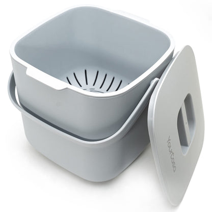YourCasa kitchen compost bin - 4L - for everyday organic waste - dishwasher safe - odor-proof - sieve - small bio bin with lid organic waste container bio bin (4L Gray)