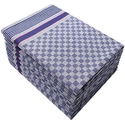 Top Fuel Fashion 20-piece set tea towels kitchen towel dish towels kitchen hand towel checkered cotton anthracite + blue