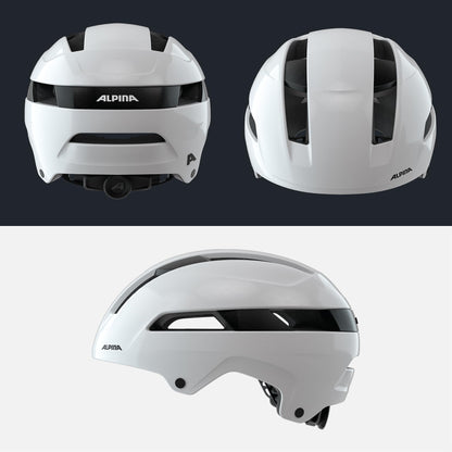 Alpina SOHO - Extremely sturdy, lightweight & individually adjustable urban bike helmet for adults, White Gloss, 55-59 cm