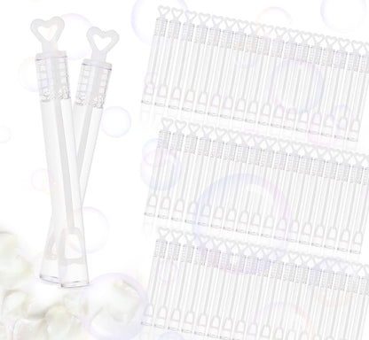 Sweetlove 100 Pieces Wedding Bubbles Filled with Heart Handle for Wedding and Birthday Parties, Stain-Free.