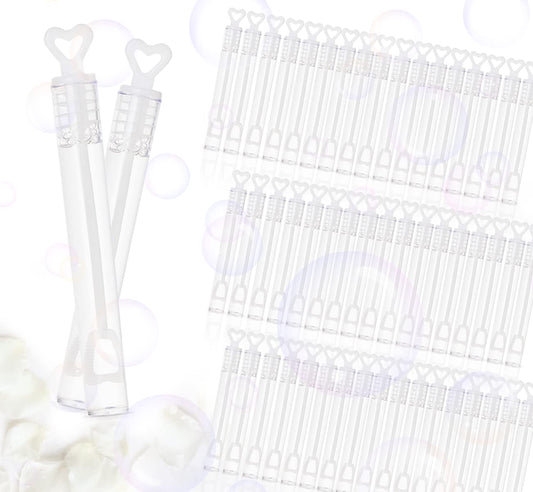 Sweetlove 100 Pieces Wedding Bubbles Filled with Heart Handle for Wedding and Birthday Parties, Stain-Free.