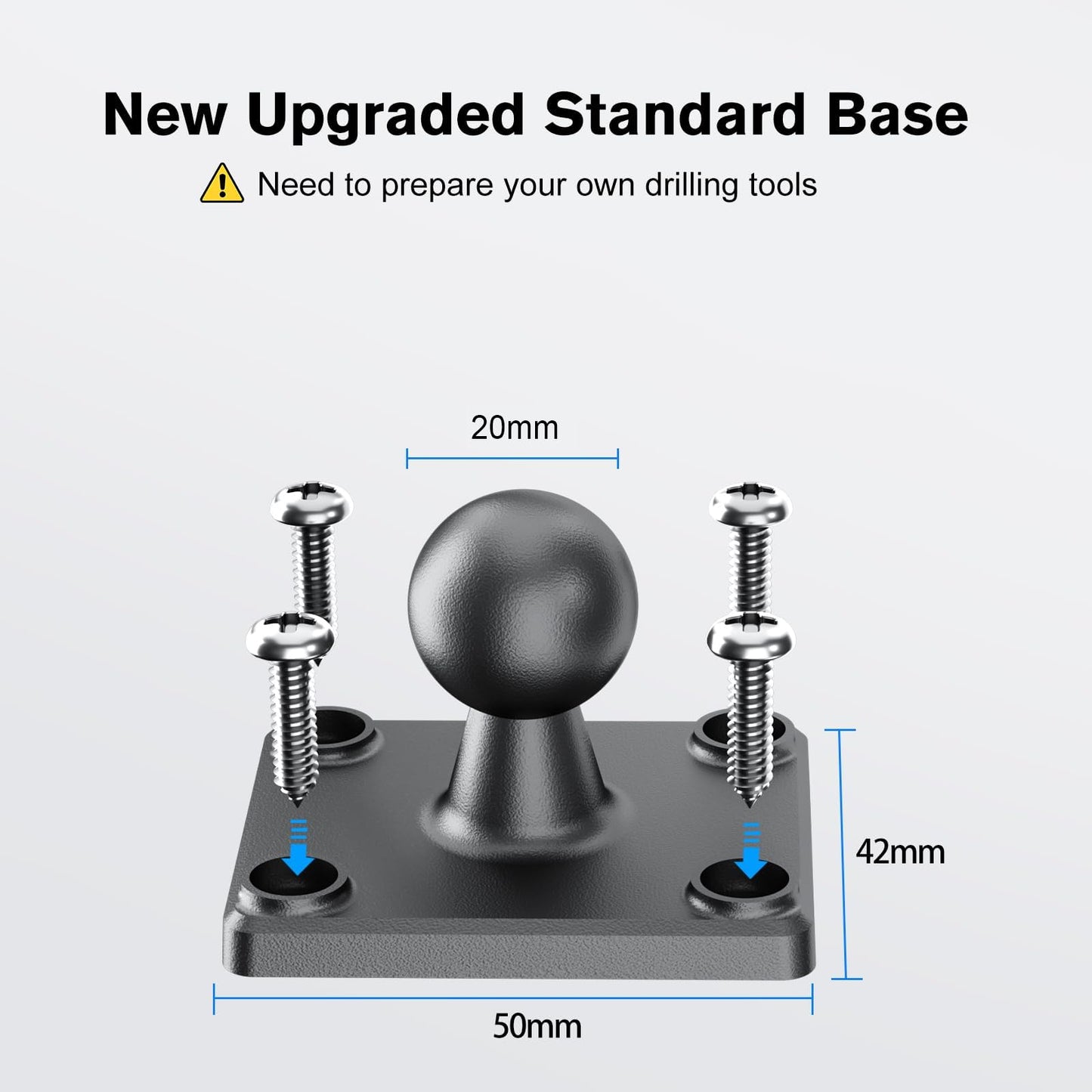 OHLPRO Tablet Holder for Car with High Performance Drill Base, Truck Tablet Holder 360° Rotatable Clamp Compatible with 5-13 inch iPad, Pro, Mini, Samsung Tab, Sturdy iPad Holder, Black