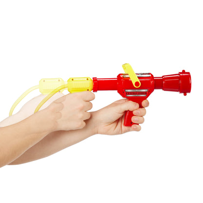 Relaxdays 10 x Firefighter Water Pistol, 2.5 l Water Tank, 5 m Range, 2 Spray Functions, Firefighting Backpack for Kids, Red-Yellow