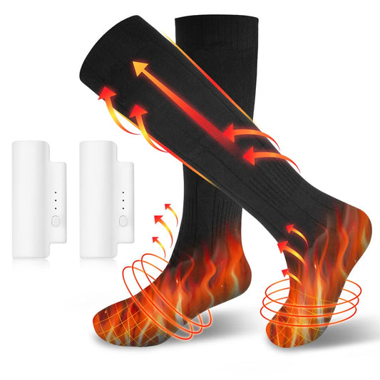 Flintonic Heated Socks, Rechargeable Heated Socks for Men and Women, Foot Warmer Heating Socks with 3 Adjustable Temperatures, 2200mAH Electric Foot Warmer Warm Socks for Skiing Outdoor.