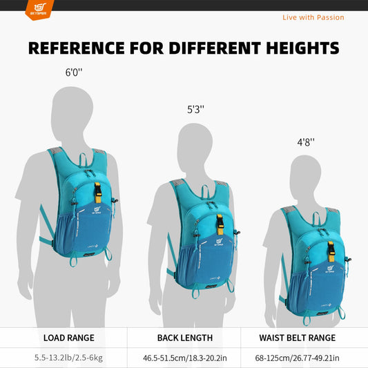SKYSPER hiking backpack for men, 15L small backpack for day trips, trekking, camping, outdoor travel, and hiking.