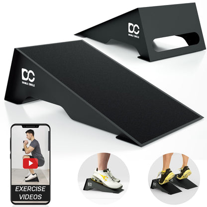 Double Circle Squat Wedge - Professional squat ramp for weightlifting and fitness, squat ramp for elevated heel squats and calf raises (20 Degree Non-Slip)