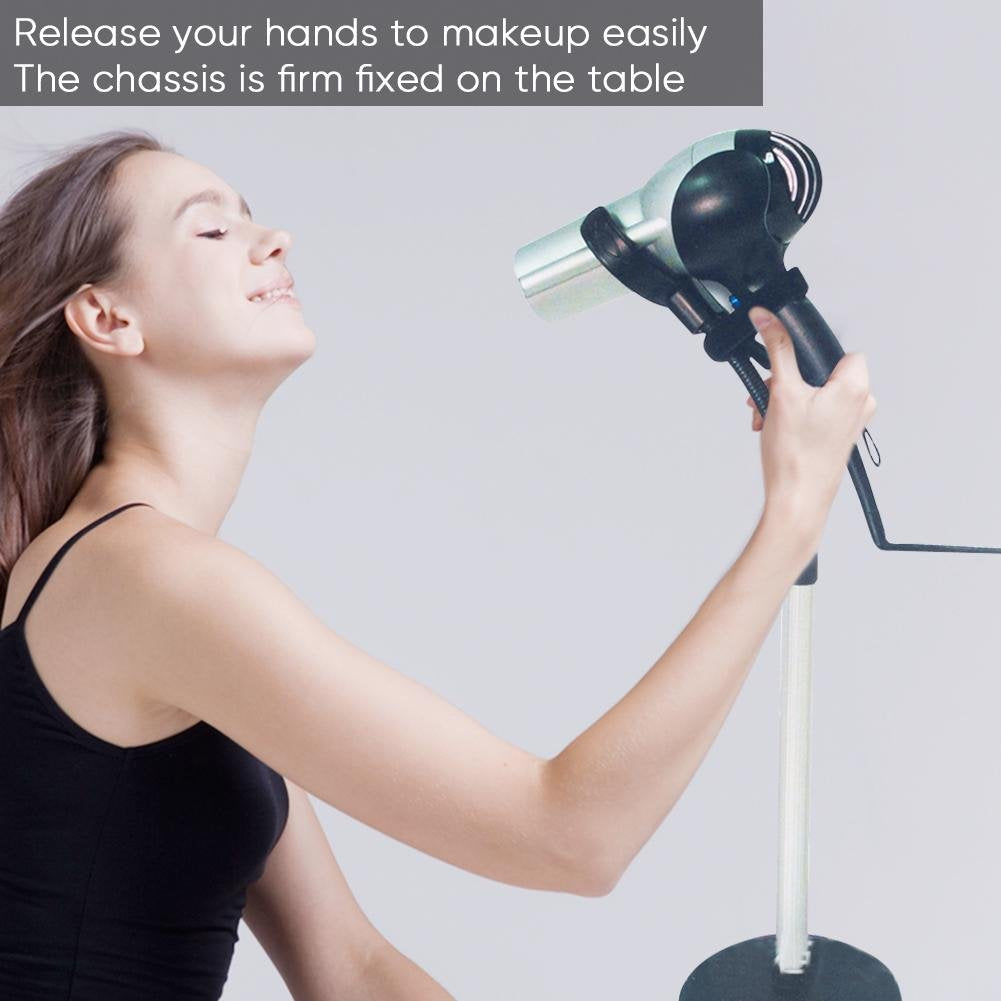Dioche Hair Dryer Holder 360 Degree Adjustable Hair Dryer Stand Stainless Steel Hands-Free Detachable Suction Cup Holder with Clamp Holder 40 * 19 * 6 cm