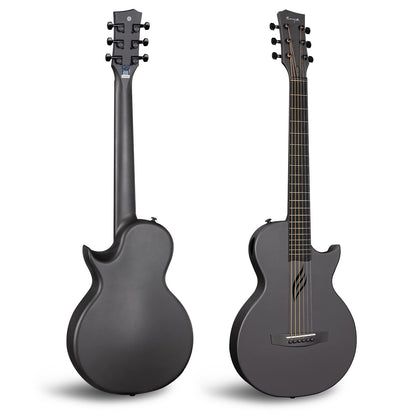 Enya Nova Go carbon fiber acoustic guitar, 1/2 size, beginner guitar for adults, travel, acoustic, with gift box, EVA gig bag, guitar strap, cleaning cloth (Black)