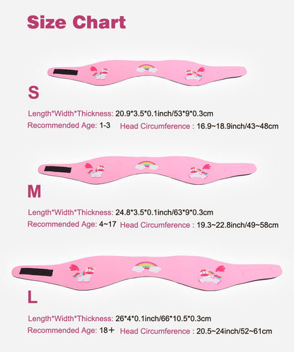 MoKo Swimming Headband, 2 Pack Neoprene Swimband Earband Waterproof Headband Hairband with High Elasticity Ear Protection Band for Kids Ages 3-9, M Size - Pink Unicorn & Pink Mermaid