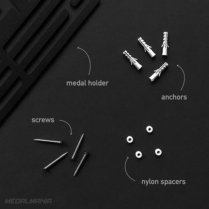 United Medals Triathlon Medal Holder for 48 medals storage - Triathlete gift - Medal Holder Hanger Display Rack - Black