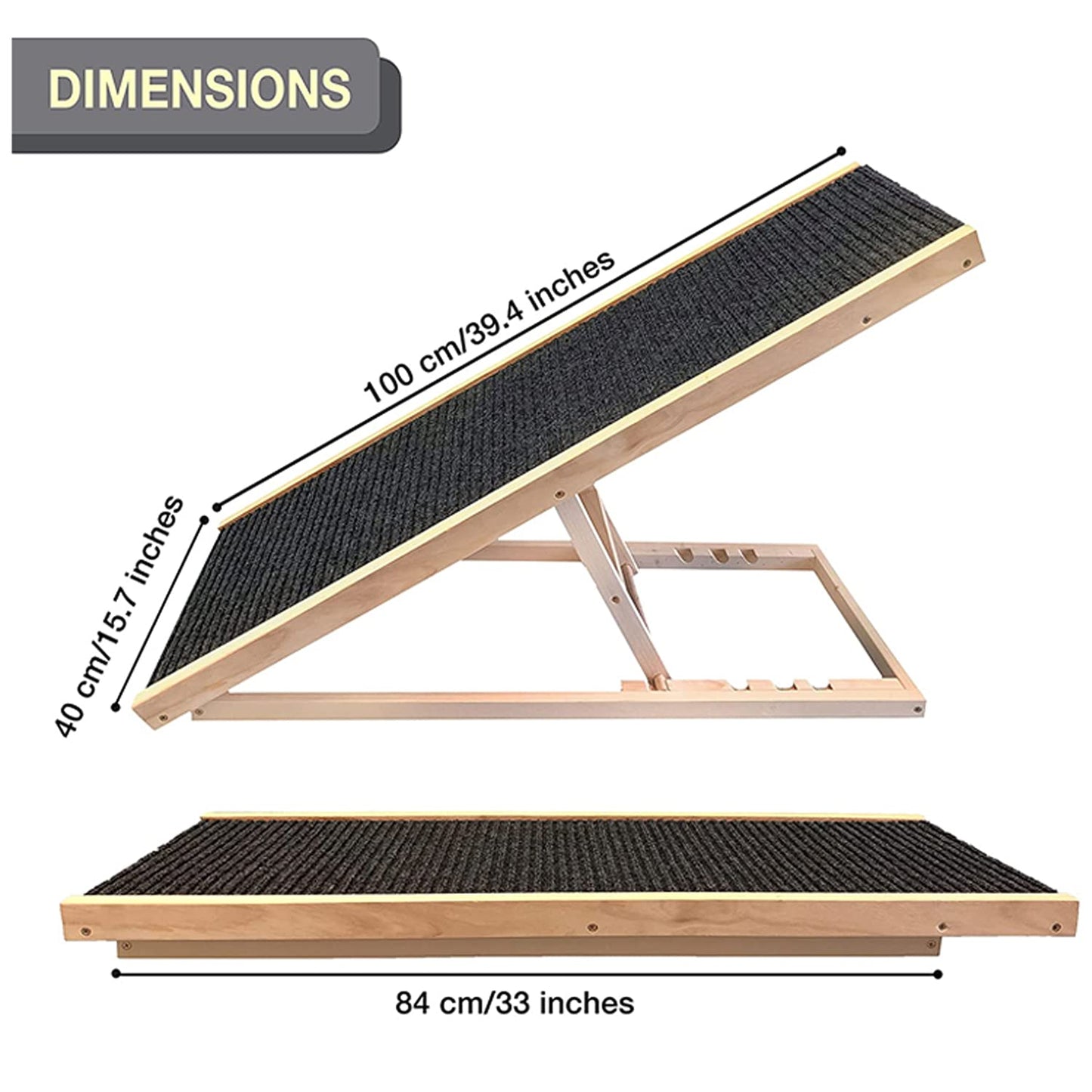 100cm long wooden dog stairs dog ramp for car adjustable height dog ramp for large dog pet ramp, anti-slip
