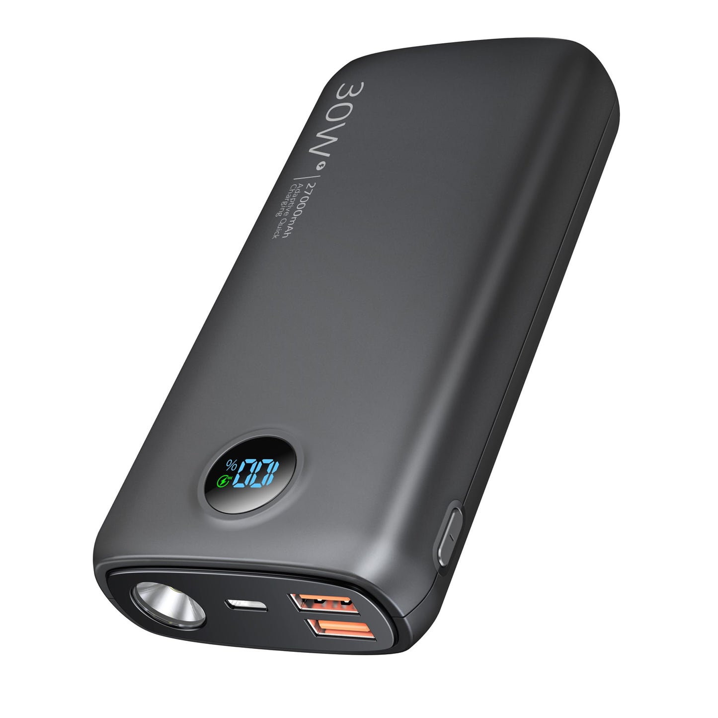 debopo Power Bank, 27000mAh 30W PD3.0 QC4.0 4.5A Fast Charging, USB C Input and Output External Battery with 3W Bright Flashlight, Led Display for Smartphones, Tablets, and more.