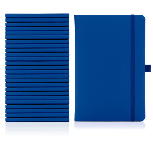 Notes London Notebook, A5, bulk pack, A5 notebook with lined pages, pen loop and expandable paper pocket, hardcover, journal, diary, pad, pack of 25 (blue)