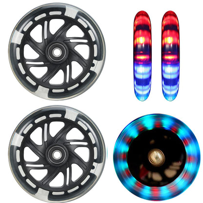 120mm Scooter Wheels - 2 pieces 120mm LED Scooter Replacement Wheels with ABEC-9 Bearings - 120mm bright flashing LED kick scooter wheels for micro globber roller (BLACK)