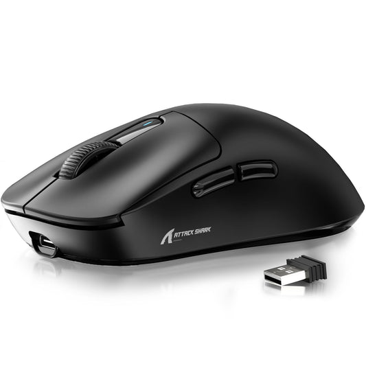 ATTACK SHARK X3 49g Ultralight Mouse, PixArt PAW3395 Gaming Sensor, BT/2.4G Wireless/Wired Gaming Mouse, 26000 DPI, 200 Hrs Battery, Office Mice for Win11/Xbox/PS/Mac (Black)