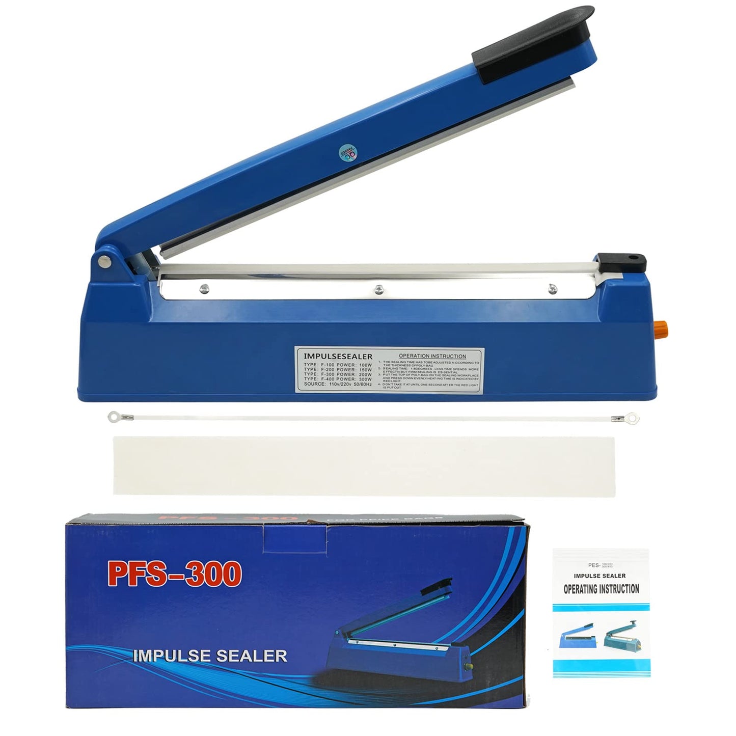 MOGOULUA 300 mm heat sealer foil sealing machine with 3mm sealing width. Bar sealer with temperature control for sealing food in Mylar, PP, and PE bags.