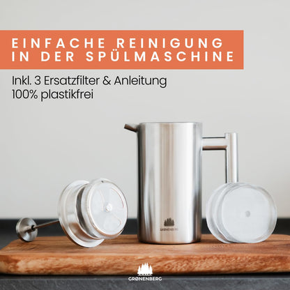 Groenenberg French Press I High-quality French Press with thermal function I Coffee maker available in different sizes 300ml to 1 liter