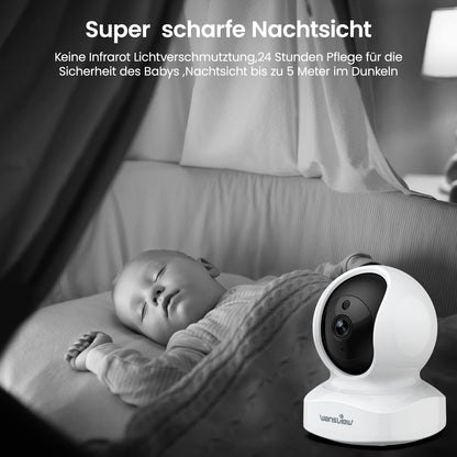 wansview 2K Indoor Surveillance Camera - WiFi IP Camera, 2.4GHz WLAN Camera for Indoor use, Indoor WiFi Camera with 2-way audio, Night Vision for Indoor Camera with motion detection, Q5 White