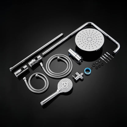 JOHO Rain Shower System without Shower Faucet, Stainless Steel Shower Set with ABS Rain Shower Head Chrome Round (N-YTD20)