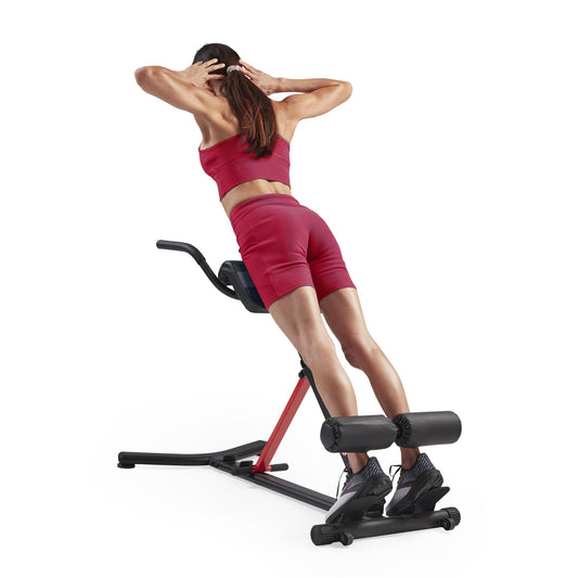 Sunny Health & Fitness Folding Roman Chair Back Trainer Hyperextension Chair, multifunctional workout equipment, home fitness sit-up bench for glute and abdominal training - SF-BH620062