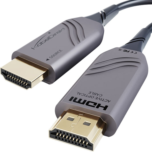 KabelDirekt - Optical 8K HDMI 2.1 Cable, HDMI Fiber Optic Cable - 15m - HDMI certified with 0% signal loss for highest quality (8K@60Hz, Ultra High Speed/48G, flexible fiber optic)