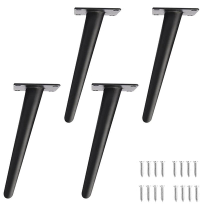 4 pieces Furniture Legs Iron Conical Table Legs Slanted Table Legs Cabinet Legs Sofa Feet Pedestal Metal DIY Furniture Table Frame Furniture feet for coffee table cabinets furniture sofas (25 cm, Black)