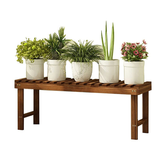 Plant shelves, garden step wooden flower stand, balcony green plant stand, living room flower pot stand, garden decoration stand (Color: Brown, Size: 98x25x30cm)