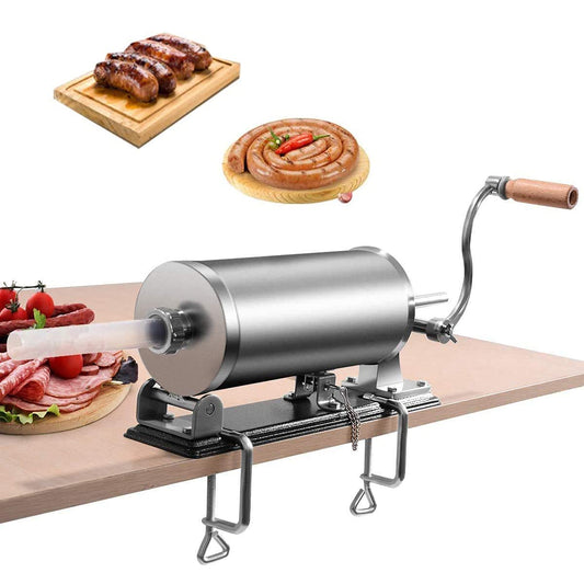 RELAX4LIFE 3 kg Sausage Stuffer Manual, Sausage Filling Machine with 4 Filling Tubes, Sausage Injector for Butcher Shop & Bakery & Kitchen & Restaurant, Sausage Press with Table Clamp, Sausage Maker made of Stainless Steel & Aluminum