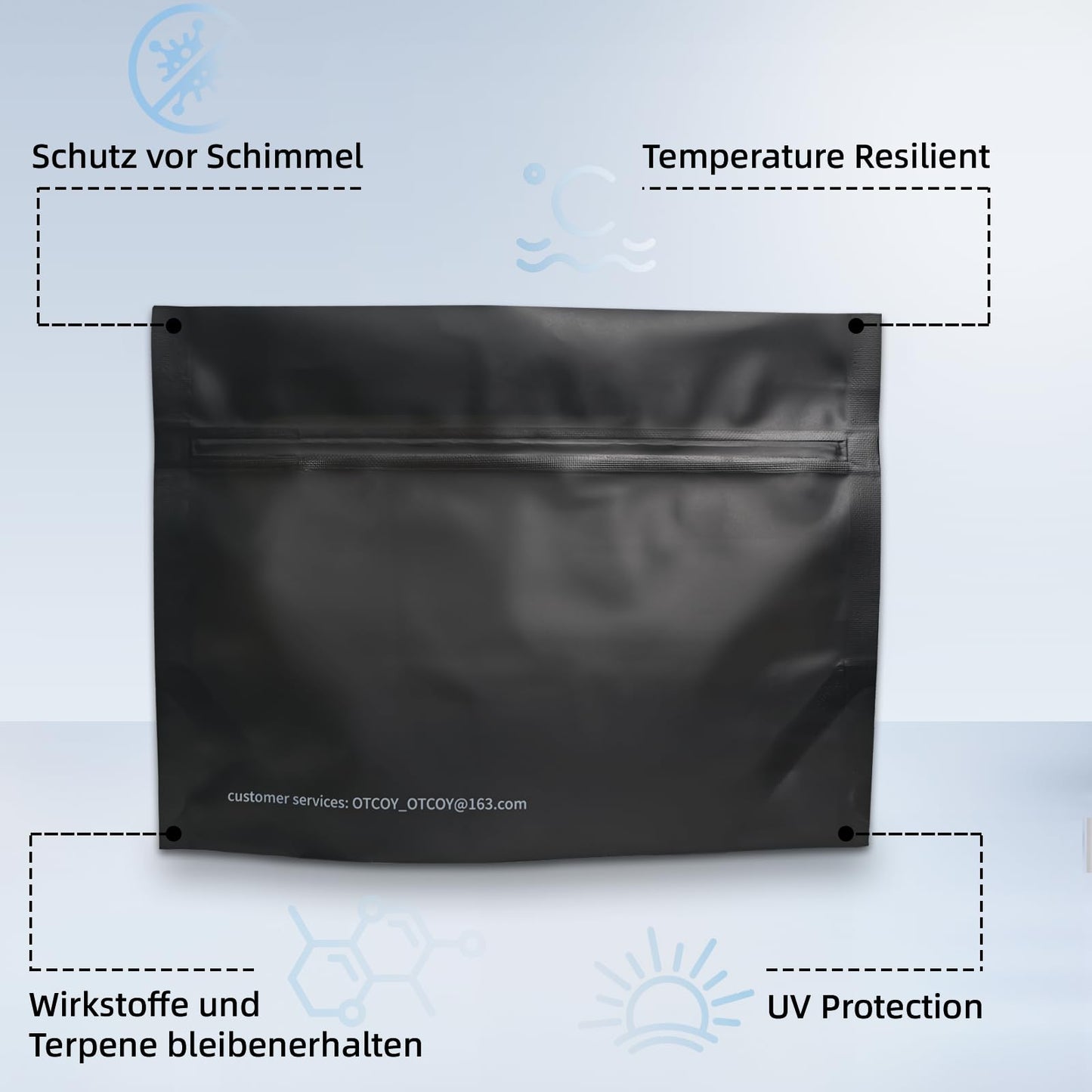 10x 85g reusable storage bags, airtight storage bags with odor control + UV protection, 25X20CM bags with integrated moisture control (58-62%)