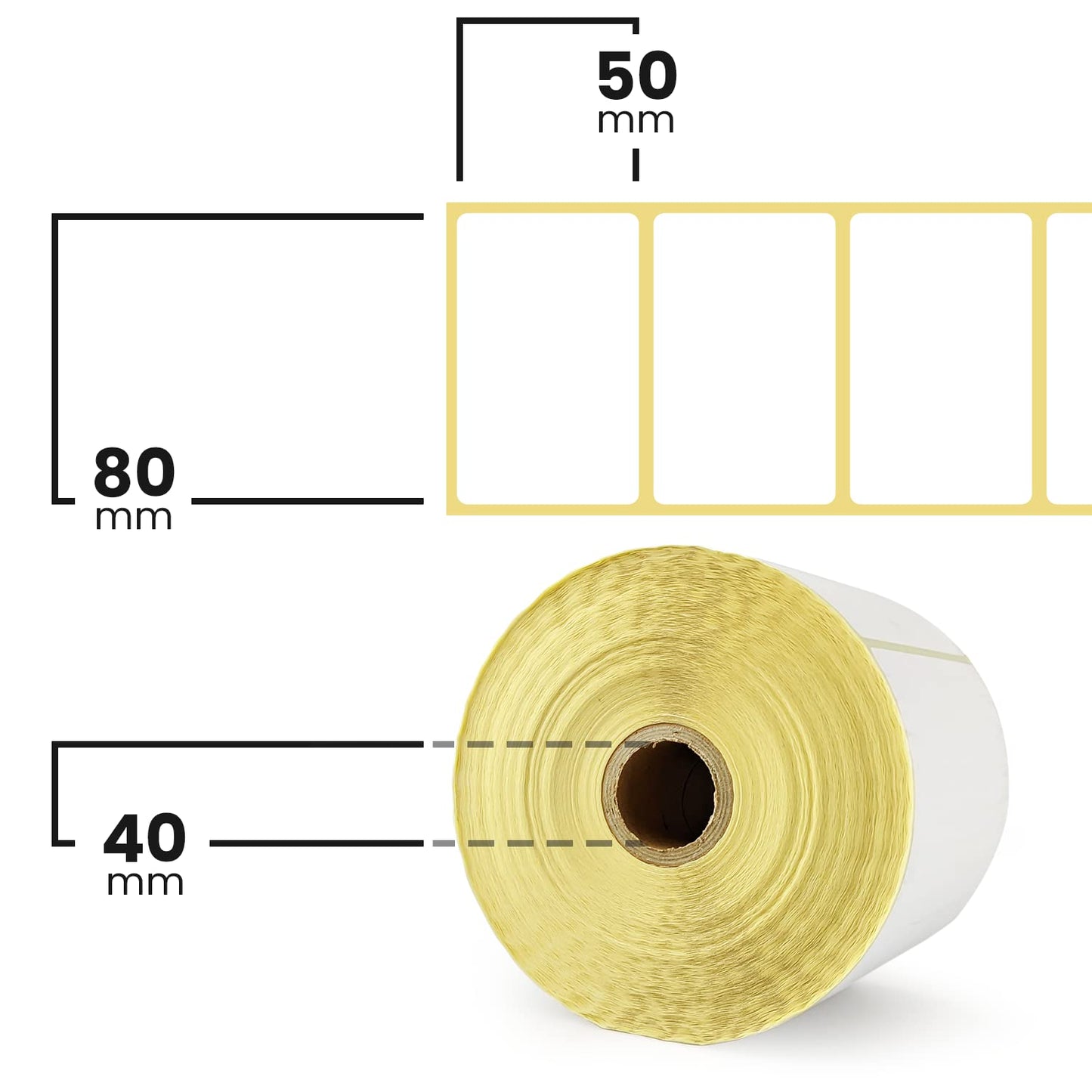 Netuno 10 Rolls Thermal Labels self-adhesive 80 x 50 mm 10,000 pieces adhesive labels thermal transfer universal labels for printing in thermal printers barcode labels on roll for logistics 8 x 5 cm