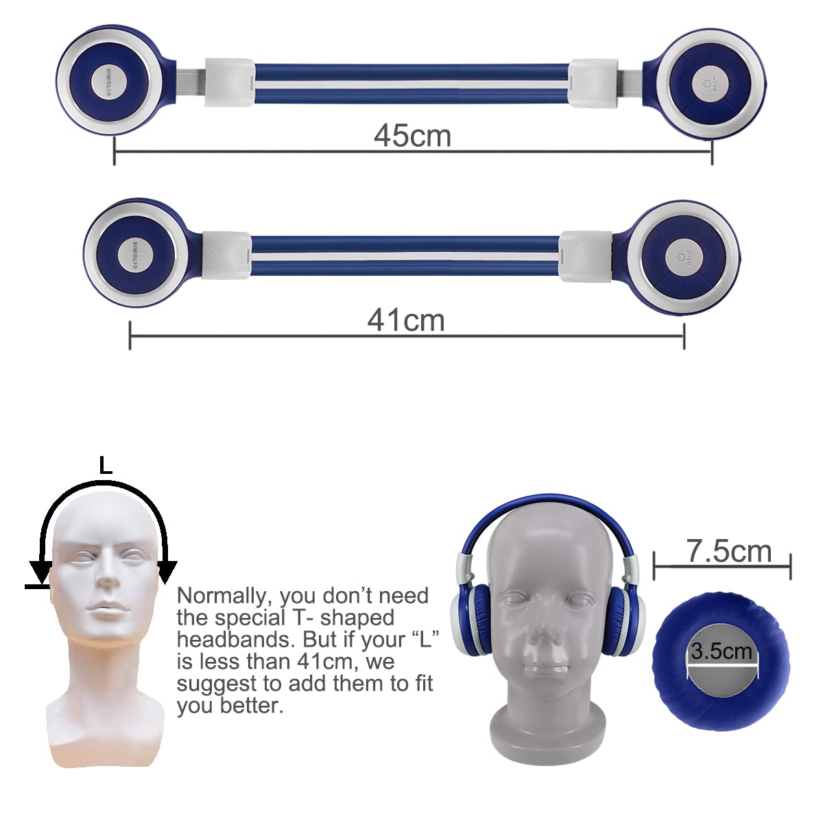 SIMOLIO Kids Bluetooth Headphones, Wireless Headphones with Volume Control, Portable & Foldable Headphones with Hard Case for Boys Teens Teenagers for Travel/Flight - Gray