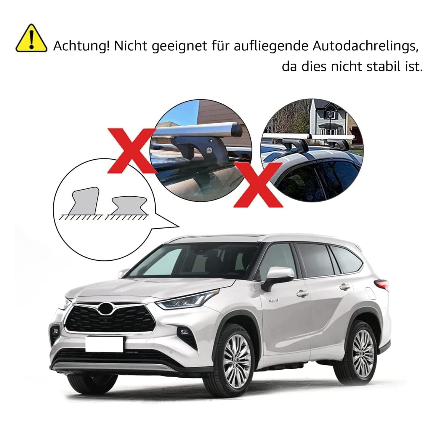 Amazon Basics Roof Rack with Cross Bars, 132 cm, for spans up to 117 cm between raised side rails with gap, 2-pack, Black/Silver